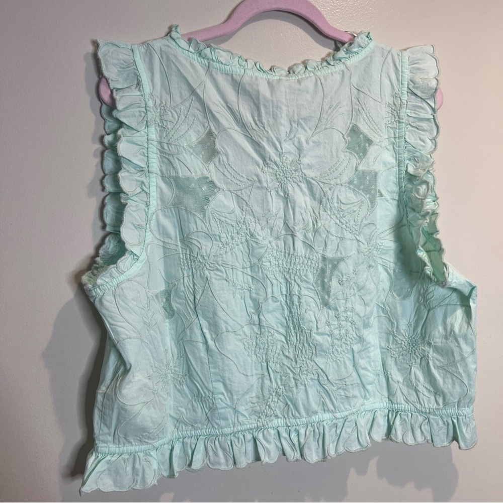 Free People All The Ways Eyelets Lace Embroidered Ruffles Cute Top XL - Picture 7 of 7
